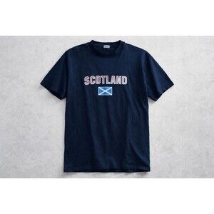 Y2K Scotland Flag Shirt Mens Large Navy Blue Travel Streetwear Tee